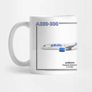 Airbus A220-300 - airBaltic "Launch Colours" (Art Print) Mug